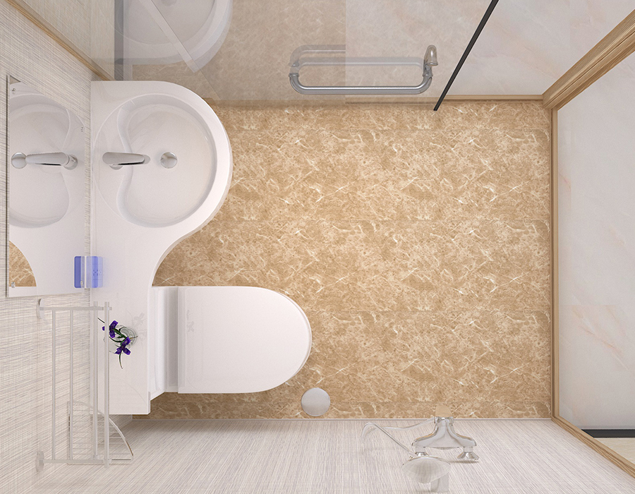 Hotel Modular Badeværelse med PEC Resin Fiber indvendige vægpaneler og glas udvendige vægge