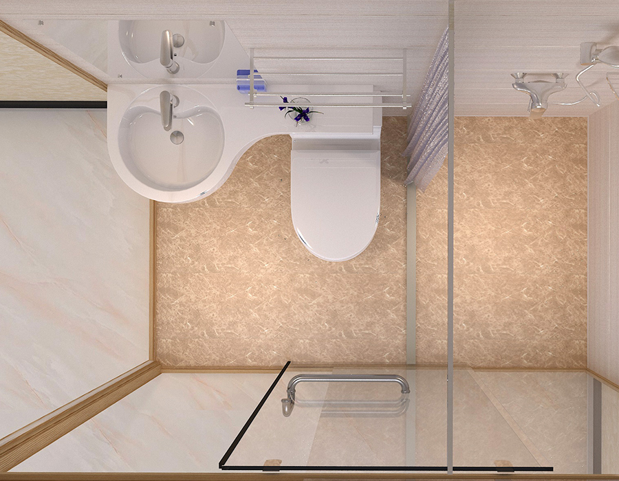 Hotel Modular Badeværelse med PEC Resin Fiber indvendige paneler og glas udvendige vægge