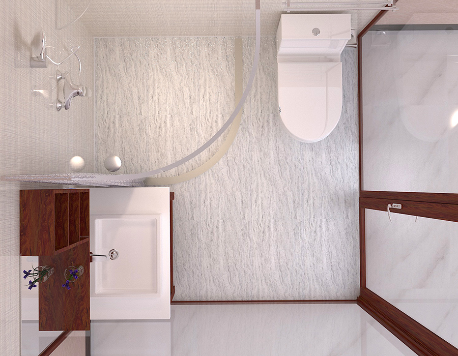 PEC Resin Fiber & RTM Base Apartment Modulært badeværelse med glasvægge
